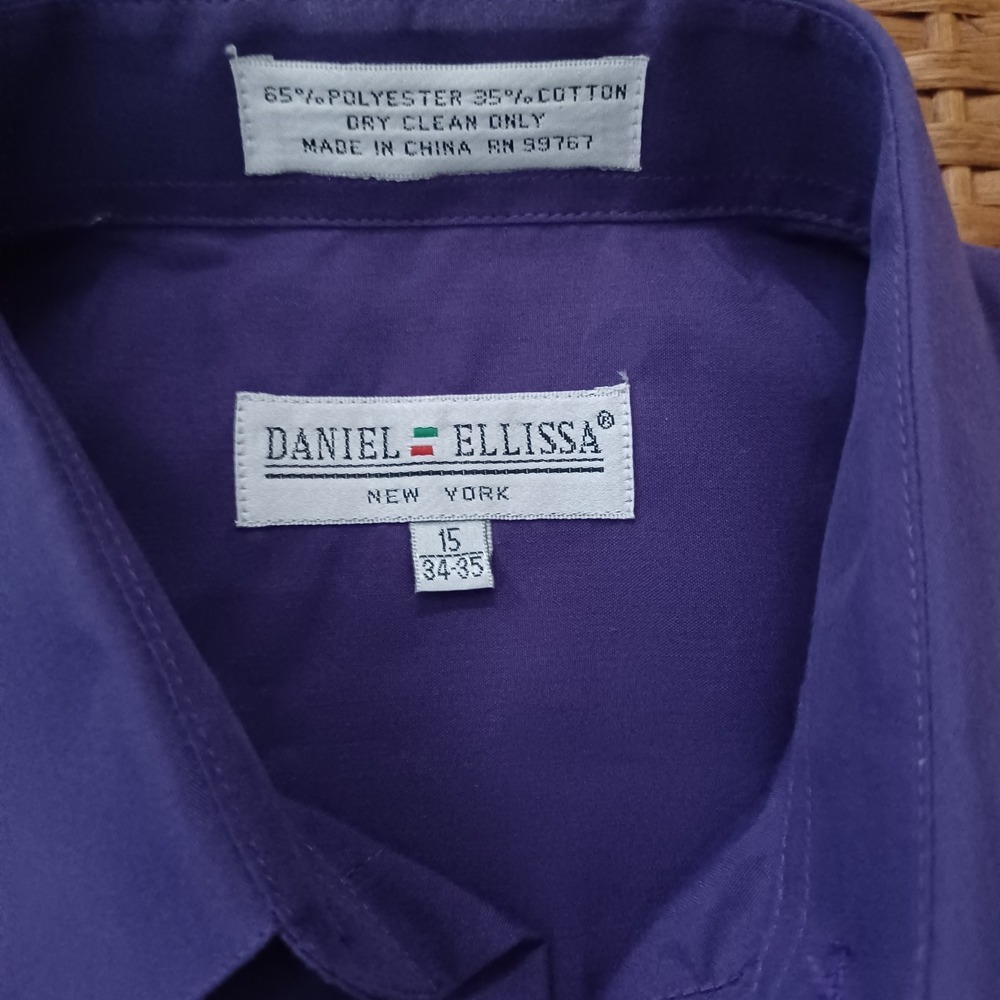 Daniel Ellissa Men's‎ Dress Shirt Size 15/34-35 Poly Cotton Bold Purple Plum